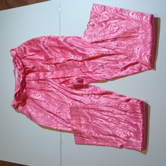 Jonathan Simkhai Pink Shimmery Wood Print Straight Leg Trousers A22 - Picture 1 of 6
